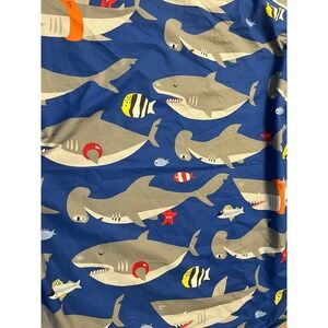 Pottery‎ Barn Kids Twin Duvet Cover Shark Fish Ocean Blue Organic Cotton